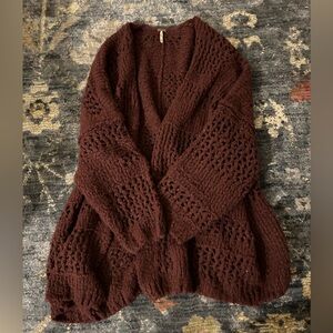 Free People Burgundy Saturday Morning Cardigan
